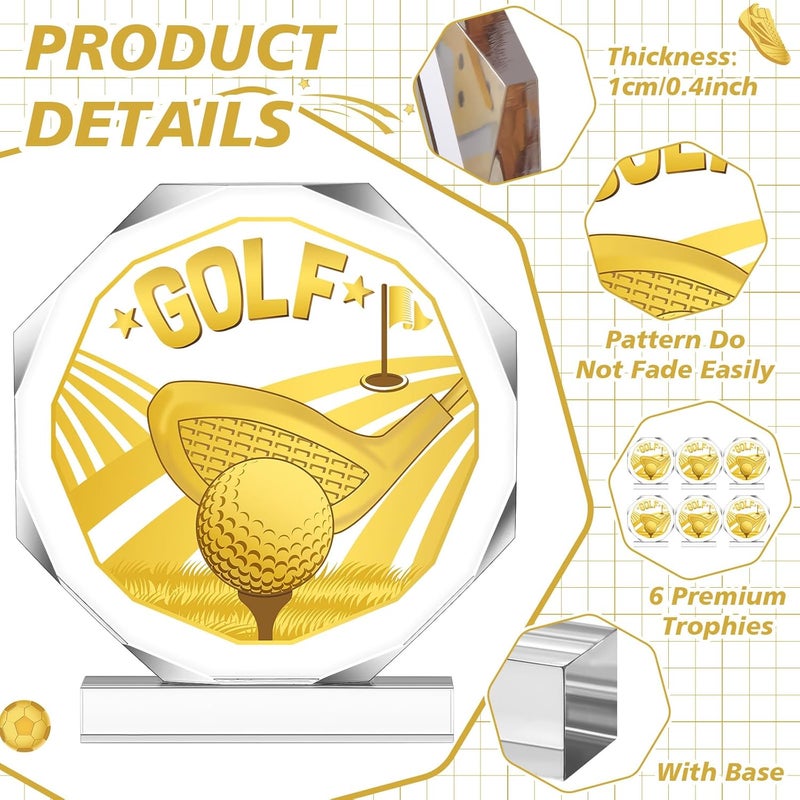 Anglechic 6 Pack Sports Trophy Acrylic Award Medals 4.72 x 4.72 Inch Sports Contest Trophies Bulk Plaques Team Prize Gift Trophies for Competition - Image 3